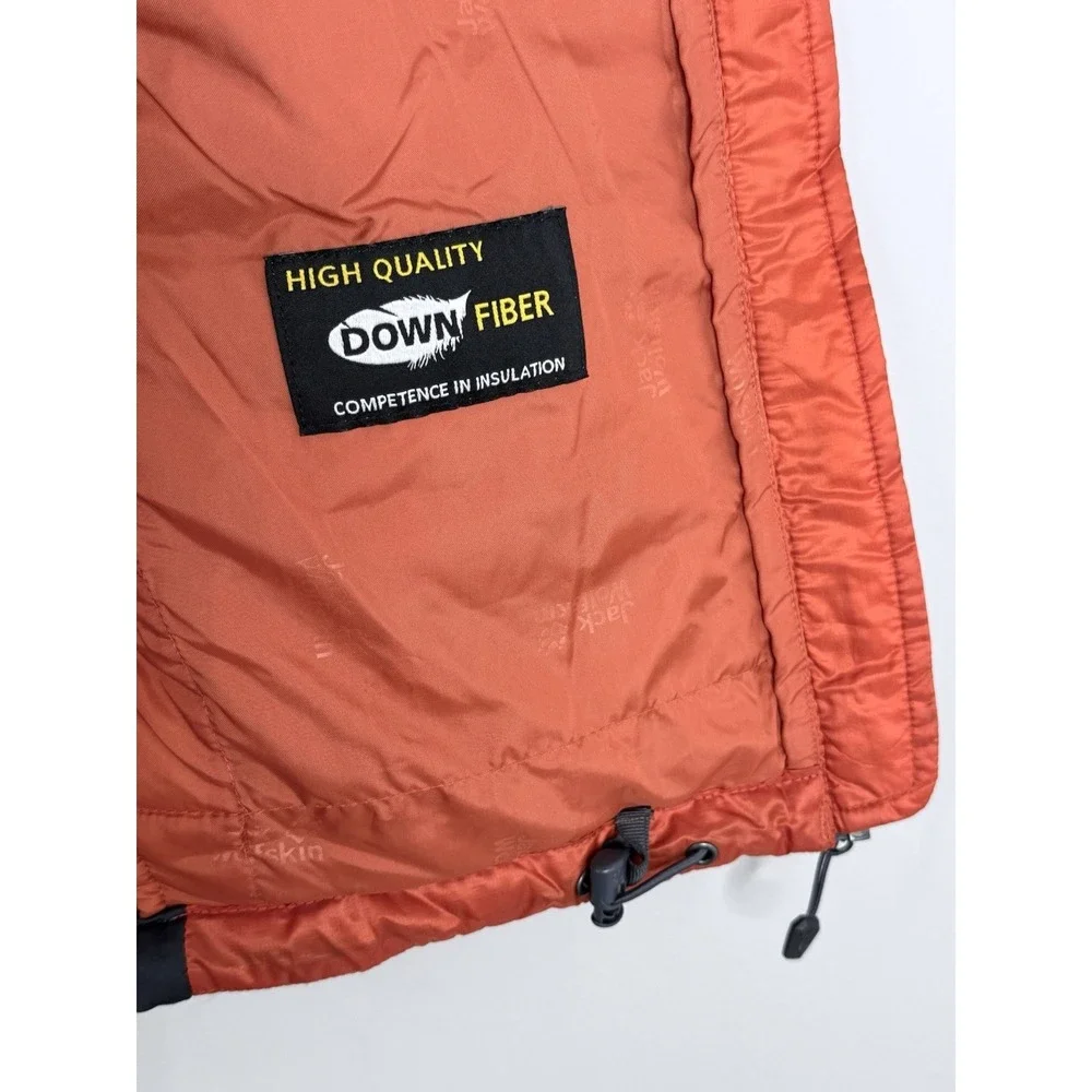 Jack Wolfskin Mens Routeburn Pro Duck Down Blend Orange Puffer Vest Size Large
